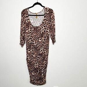 Rachel Pally Women’s Leopard Animal Print Scoop Neck Dress Size L